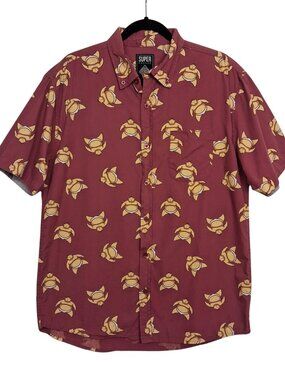 SUPER MASSIVE Sumo Wrestler Novelty Print Casual Button Down Men's Shirt Large